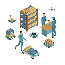 isometric-logistics-delivery-composition-with-images-shelves-parcel-boxes-human-characters-workers-vector-illustration_1284-30926